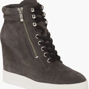Paige Zoe Women's Gray Suede Wedge Sneakers
